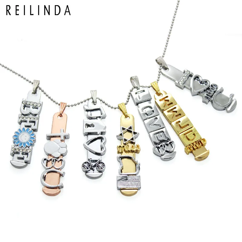 Оптовая продажа 10 штук упак. 8 мм плавающий бар кулон ожерелье Fit Slide Charms буквы