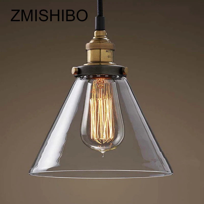 ZMISHIBO винтажная стеклянная Подвесная лампа 110-240 в E27 потолочное прозрачное Янтарное стекло, подвесные светильники в скандинавском стиле, Кухонный Светильник