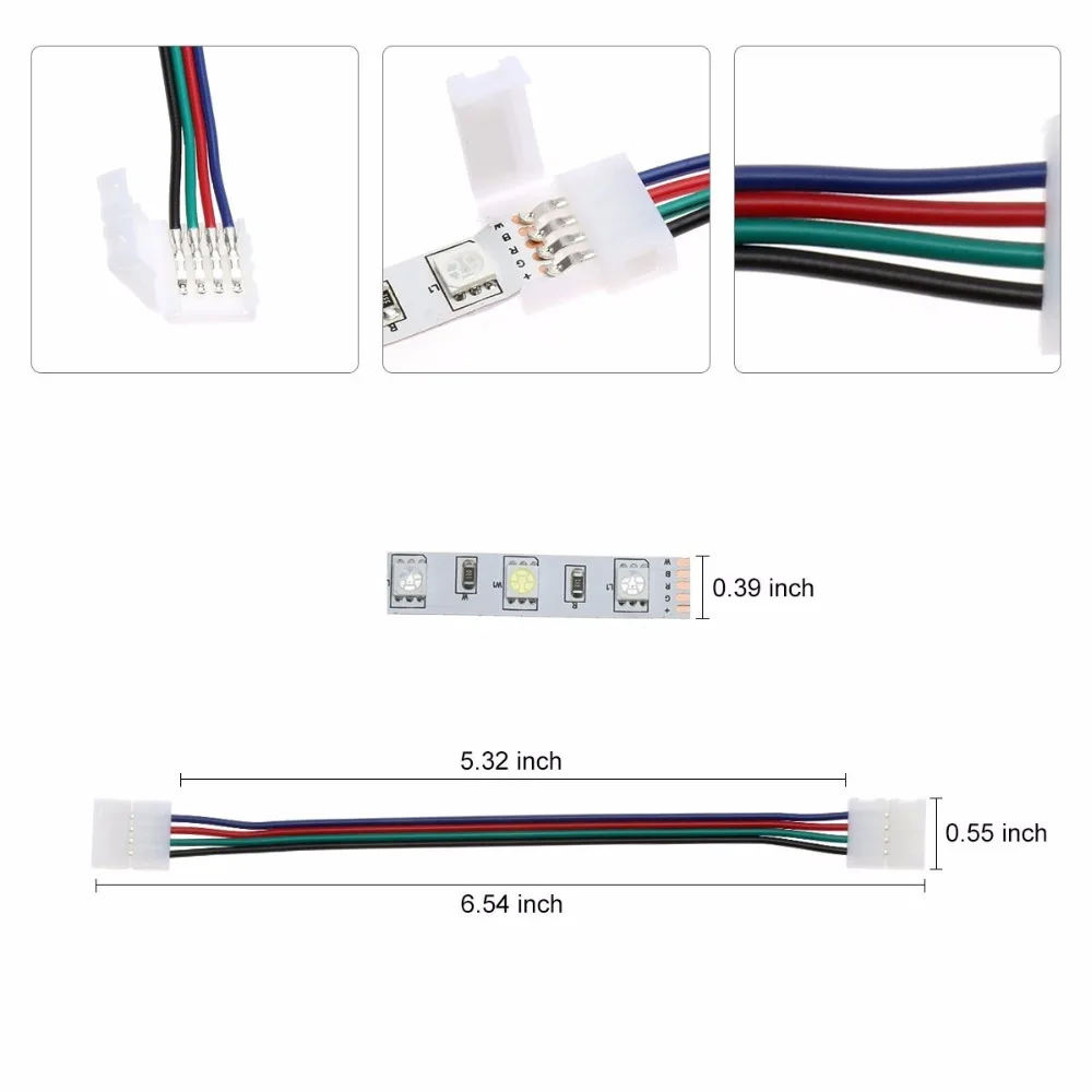 Разъемы для светодиодных лент 4pin 10 мм/5pin 10 мм/5pin 12 мм/6pin 12 мм Бесплатный сварочный разъем RGB RGBW RGBCCT Светодиодная лента 5 шт