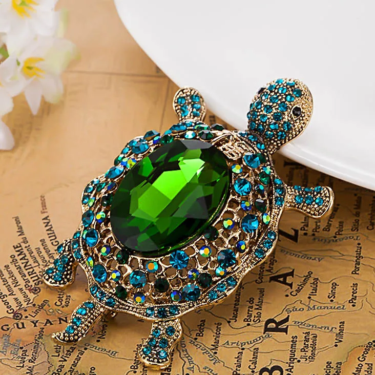 Antique Gold Green Большие размеры, зеленые кристаллические броши, букет, модные женские броши, антикварное золото, винтажные броши, Relogio Masculino, хиджаб, булавки - Окраска металла: Antique Gold Green