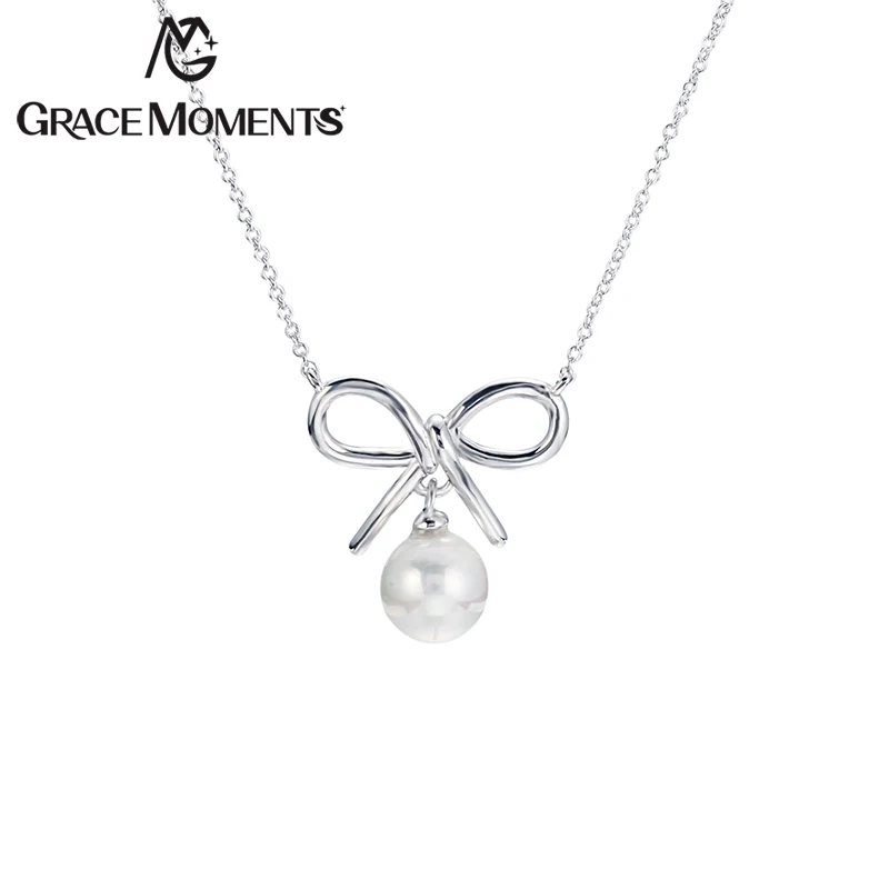 Грейс моменты Jewellery Мода бантом кулон и Цепочки ожерелья серебро розовое золото