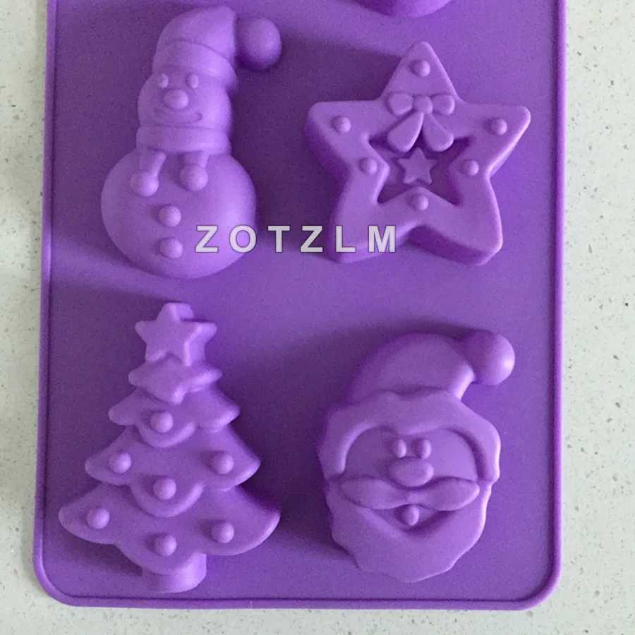 1 Piece Christmas Shapes Silicone Cake Molds Candy Making Tools With Santa Claus Xmas Tree Snowman Deer Star Bowknot TXG021 | Дом и сад