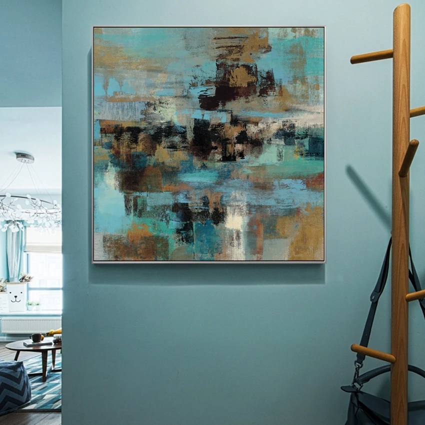 

Free Shipping Abstract Blue Color Oil Painting 100% Handmade Wall Picture Paintings Wall Decor Canvas Art For Living Room