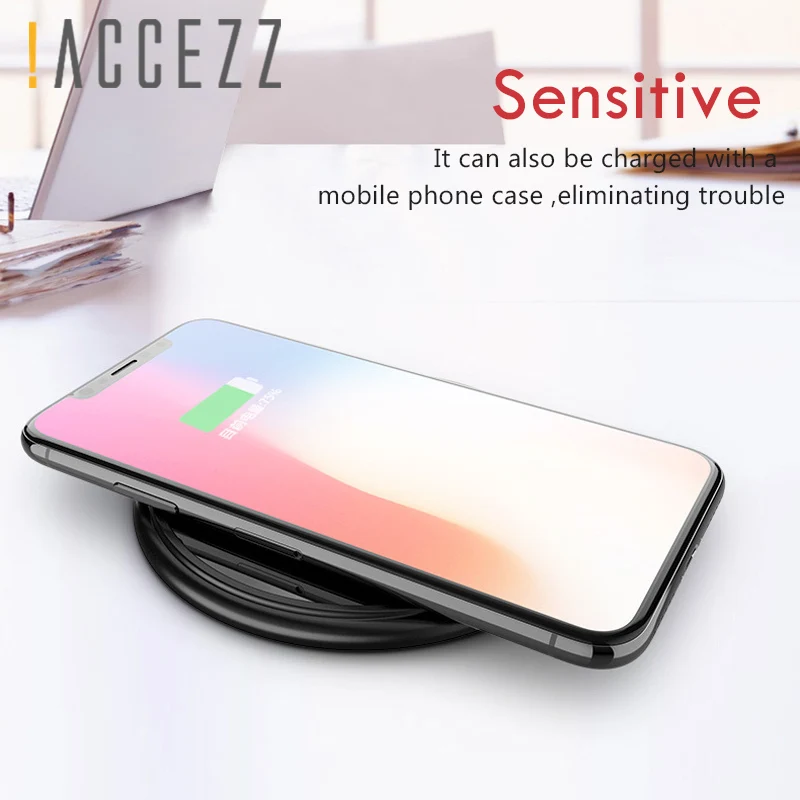 ! ACCEZZ зеркальное стекло 7 5/10 Вт Qi Беспроводное зарядное устройство для iPhone X 8 Plus Xs