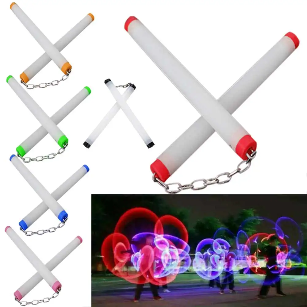 

LED Light Nunchakus Luminous Vibration Glowing Colorful Fluorescent Performance Kongfu Nunchaku Sticks Light Up Children Toys LE