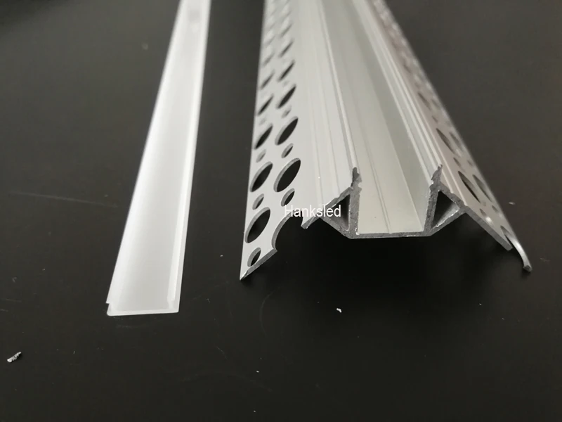 20М/Метра (1М/ШТ) Профиль угловой монтажной дорожки из гипсокартона с рассеивающим ПК ковриком для однорядных светодиодных лент.