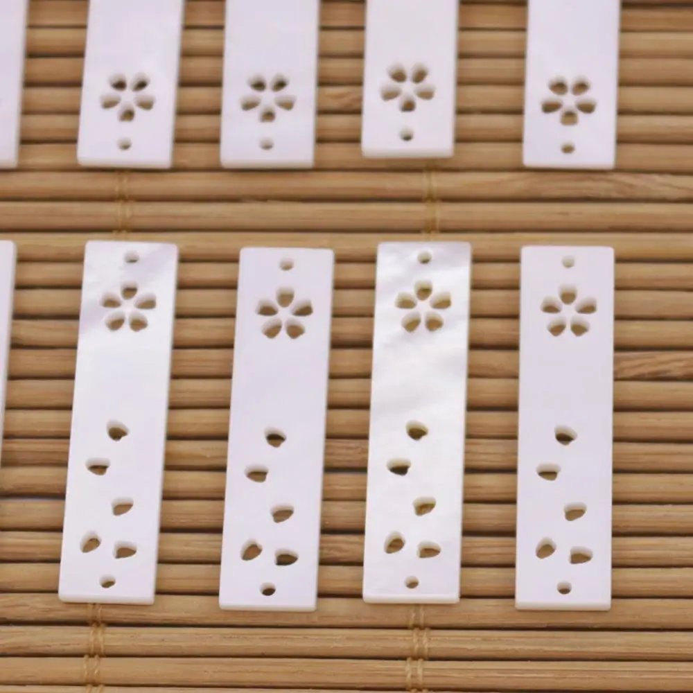 

10 PCS 30mm Rectangle Shell Pendant Charms Natural White Mother of Pearl