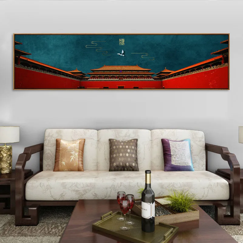 Home Decorative HD Printed Chinese Style Red Palace Canvas Wall Art Antiquity Poster Paintings Modern Modular For Living Room | Дом и сад