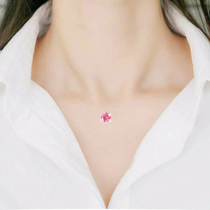 Модные ожерелья невидимых цветов из циркония для женщин прозрачная эластичная