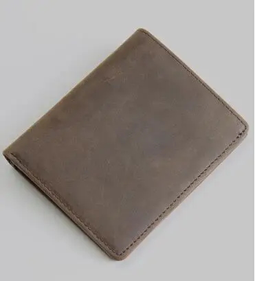 Dark Brown Мужской кошелек SIMLINE из натуральной коровьей кожи, Ретро стиль, ручная работа, Crazy Horse, Воловья кожа, короткие тонкие кошельки, кошелек, кредитный держатель для карт для мужчин - Цвет: Dark Brown