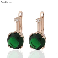 new round 5 color natural zircon women fashion wedding jewelry accessories rose gold color bohemia cute dangle earrings