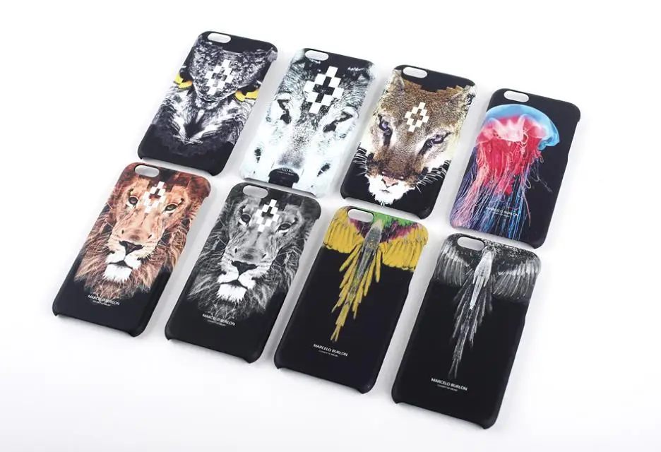 Marcelo Burlon Case for iPhone 6S Cover Tiger Lion Animal Skull Pattern Hard PC Coque iphone 6 Back |