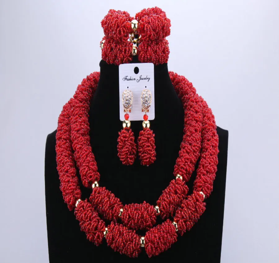 Gorgeous Christmas Costume African Beads Jewelry Set Nigerian Wedding Crystal Necklace Party Bride Jewellery Gift | Украшения и