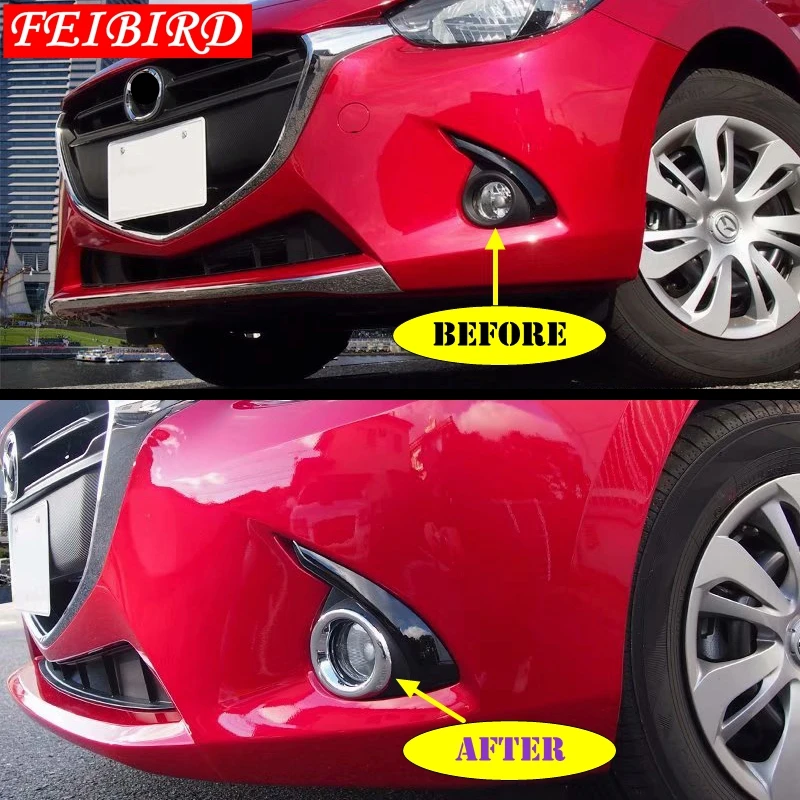 Авто аксессуары для Mazda 2 Demio передние противотуманные фары лампа кольцо+ передних+ ВЕКО для бровей накладка