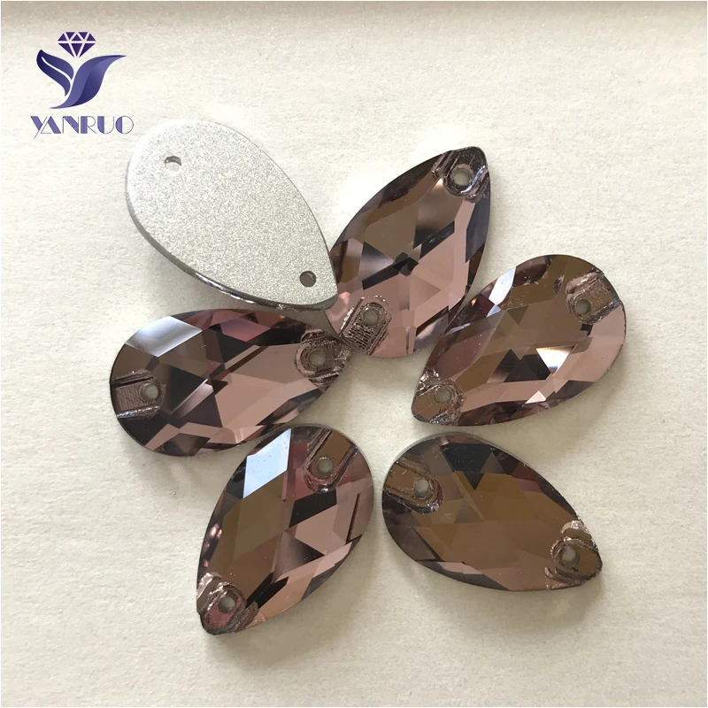 

YANRUO 3230 All Sizes Lt.Smoked Topaz Drop Crystal Sewing Stones Flat Back Rhinestone Sew On Strass For Dress
