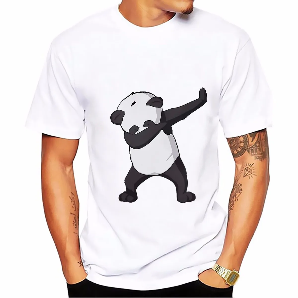 Dab Танцы футболка с рисунком панда для мужчин О-образным вырезом из дышащего