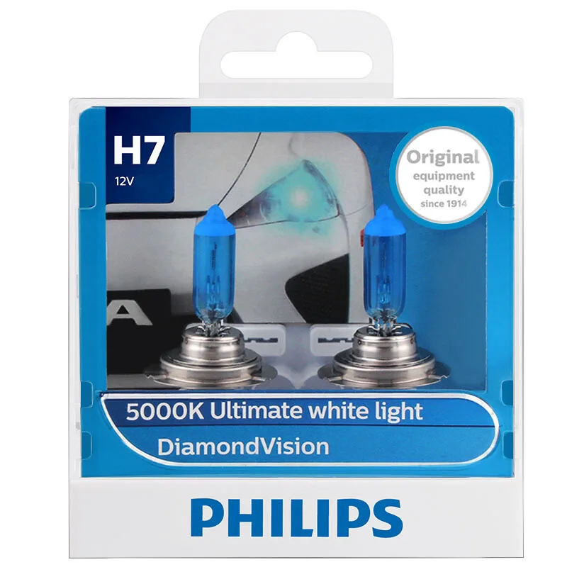 2X Philips H7 12 В 55 Вт PX26d Diamond Vision 5000K супер белый светильник галогенные лампы Автомобильный головной светильник 12972DVS2