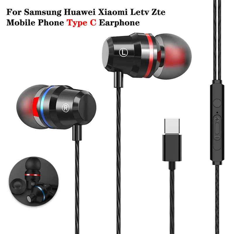 Тип C наушники металлическая Проводная гарнитура Hifi бас для Samsung Huawei Xiaomi Zte