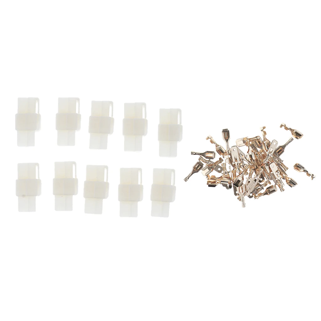

10 Kits 2 Pin 6.3mm Brass Crimp Terminal Cable Locking Male Female Connector