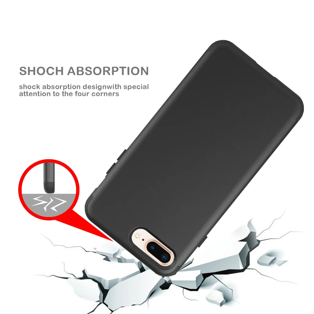 Phone Case For iPhone 8 / Plus Cover 3 Layer in 1 Hard PC Silicone Back 4-Point Rear Guard Protection Shell for 7 |