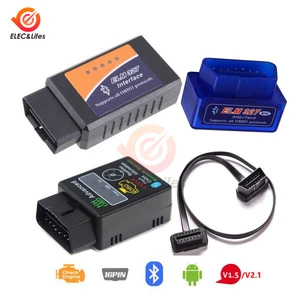ELM327 V1.5 V2.1 OBD2 OBDII Bluetooth Автомобильный диагностический сканер 12 В считыватель кодов автомобиля мотоцикла адаптер OBD2 16-контактный Удлинительный кабель