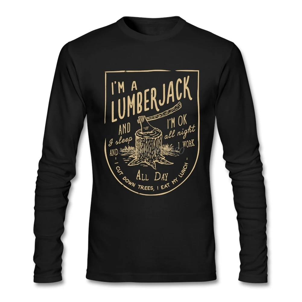 Лучшие футболки с принтом предварительно хлопковые мужские Lumberjack Song длинным