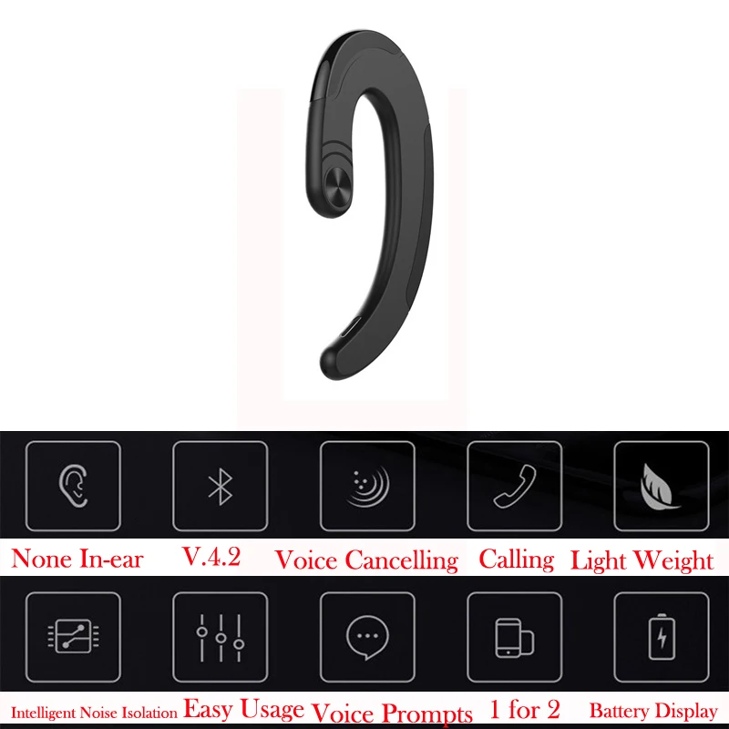 Ушные крючки Bluetooth гарнитуры костной проводимости спортивные наушники с