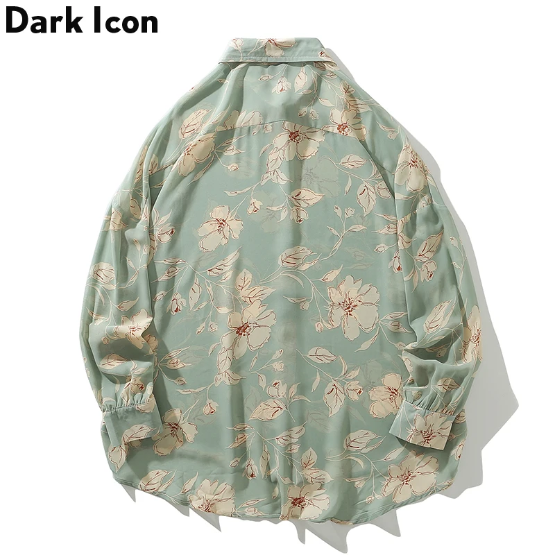 Гавайские рубашки с цветочным принтом темной иконы 2019 осенние винтажные уличные