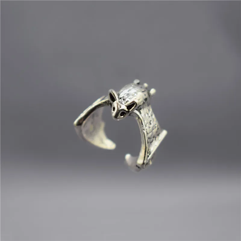 Женское и мужское Винтажное кольцо с летучая мышь регулируемое в стиле ретро