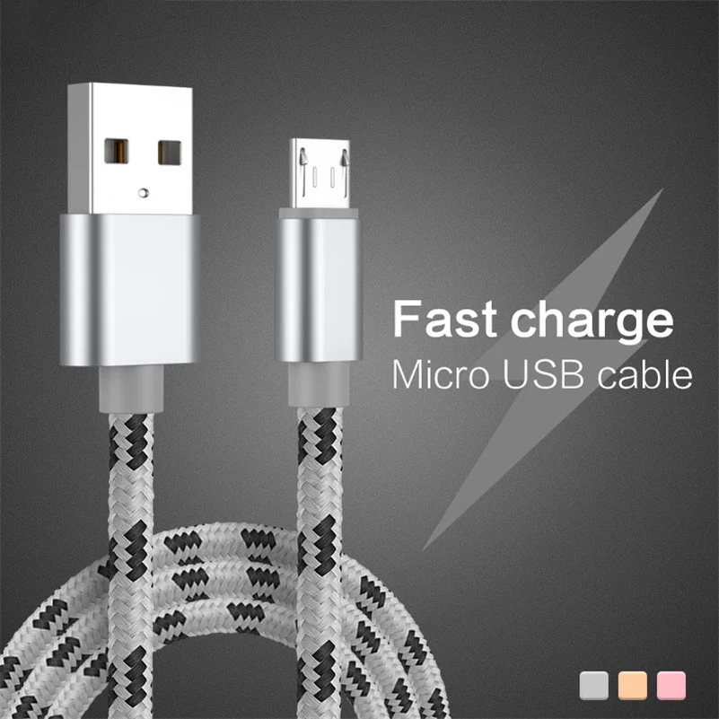 Micro USB кабель 2.4A нейлон Быстрая зарядка для передачи данных huawei samsung Xiaomi Android