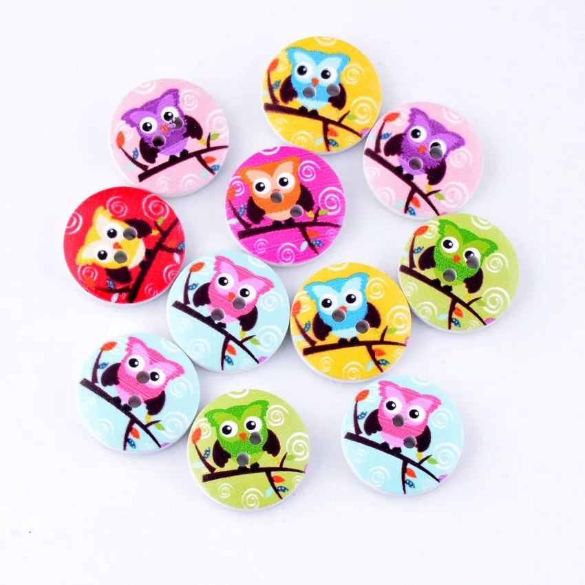 Бесплатная доставка 10 шт случайный смешанный милый сова животные 2 отверстия