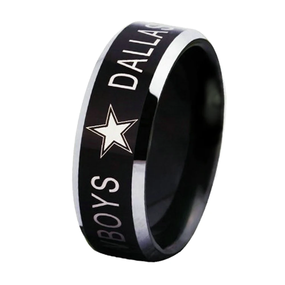 Полированные конические кольца из вольфрама свободное кольцо Dallas Cowboys шаблон