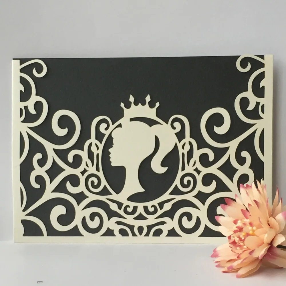 20pcs/lot Elegant Girl Princess Pearl Paper Wedding Invitation 16th Birthday Party Greeting Blessing Card Adult Ceremony | Дом и сад