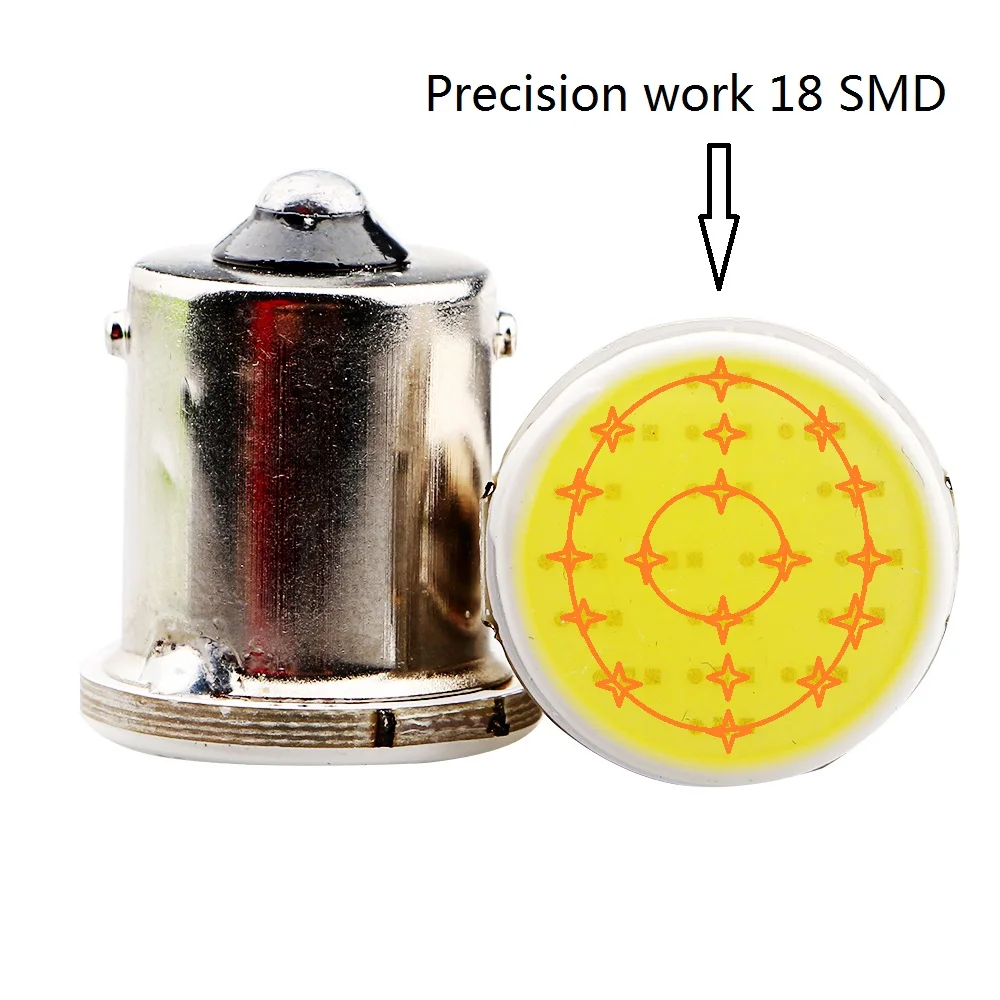100 шт. S25 COB 18 SMD 1156 BA15S P21W указатель поворота задние фонари белые желтые красные P21/5