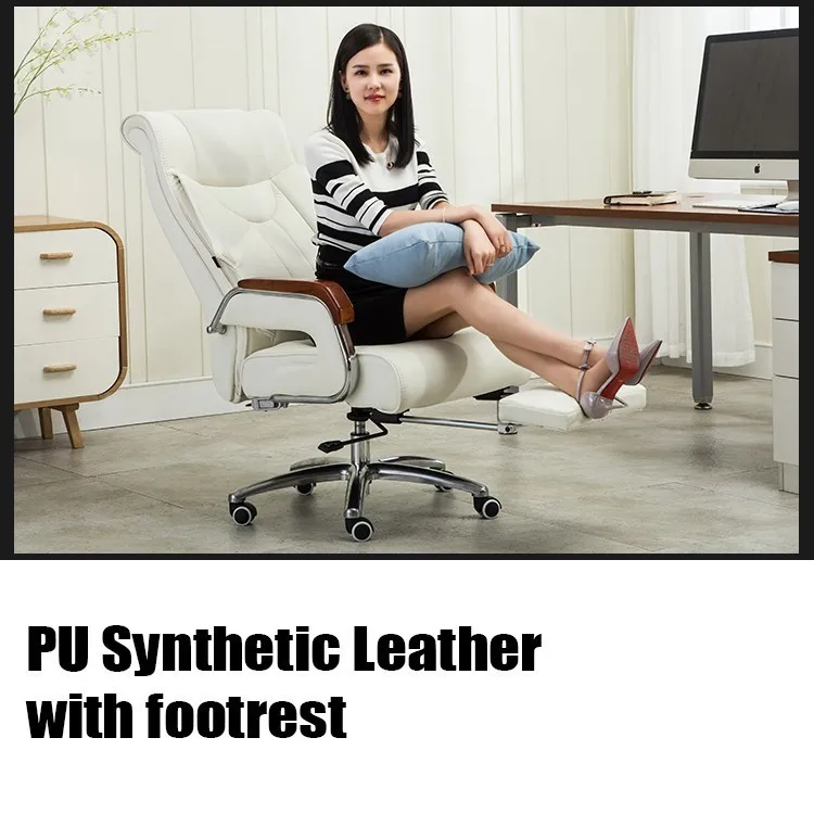 white PU Leather Роскошное качественное кресло из воловьей кожи 8770 Silla Gamer Boss Poltrona с подставкой для ног, массажное колесо из натуральной кожи - Цвет: white PU Leather