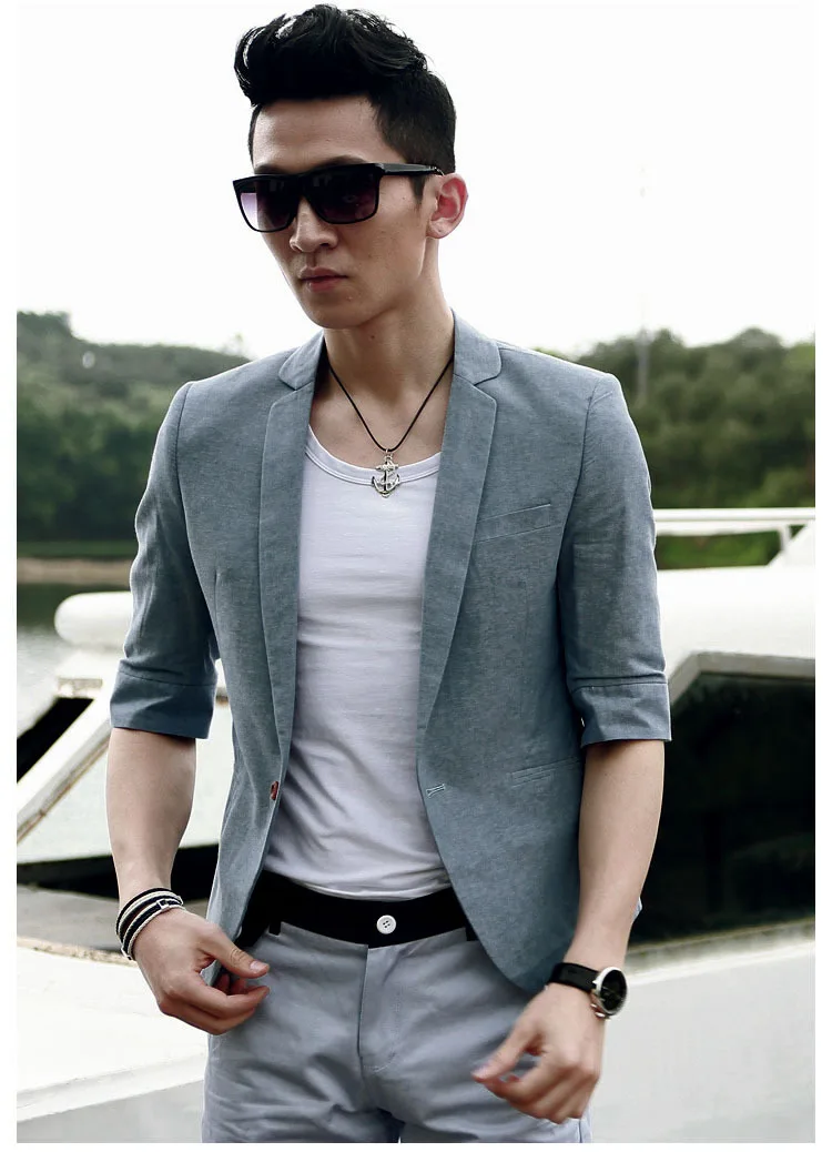 Casual Men Summer Blazer Slim Fit Mens 