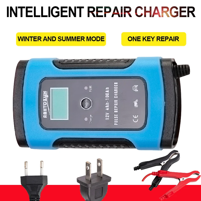 12V 6A для автомобилей и мотоциклов, Батарея Зарядное устройство все интеллигентая(ый) ремонт свинцово-кислотной аккумуляторной Зарядное устройство Универсальный Зарядное устройство полностью автоматический Зарядное устройство