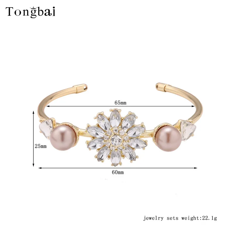 Tongbai Австрийских Кристаллов Pulseiras Сплава Розовый Жемчуг простой дизайн