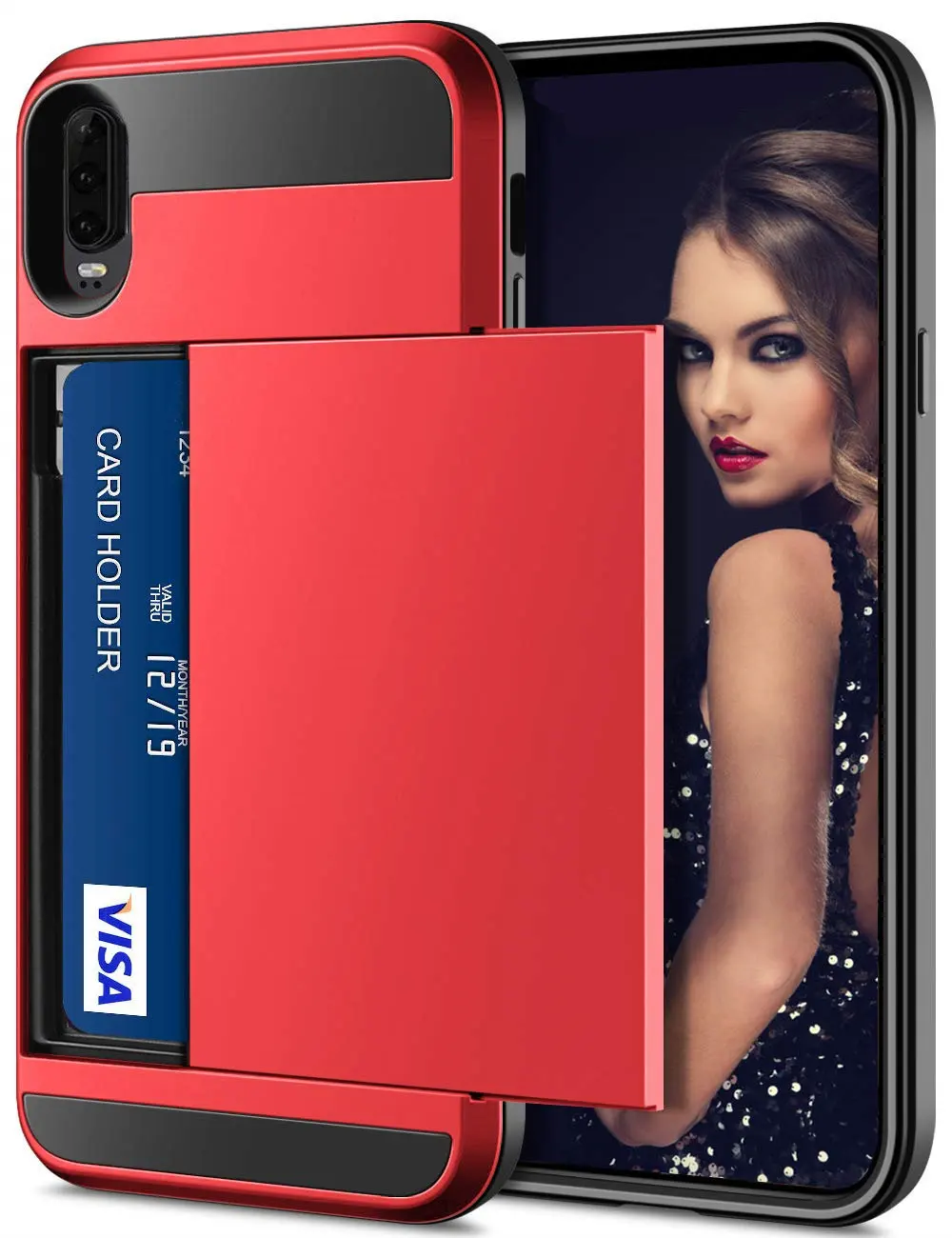 Red Для huawei P30 Pro Lite P20 P Smart чехол с отделением для карт карман для раздвижной двери чехол для huawei P20 Pro LITE P smart P30pro - Цвет: Red