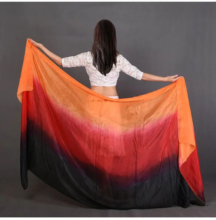 

Женская шаль из натурального шелка платок накидка костюмы для танца живота аксессуар для платья с градиентом