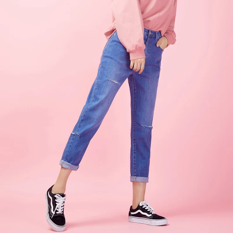 Женские джинсы-капельки LEIJIJEANS свободные брюки с высокой талией и эластичной