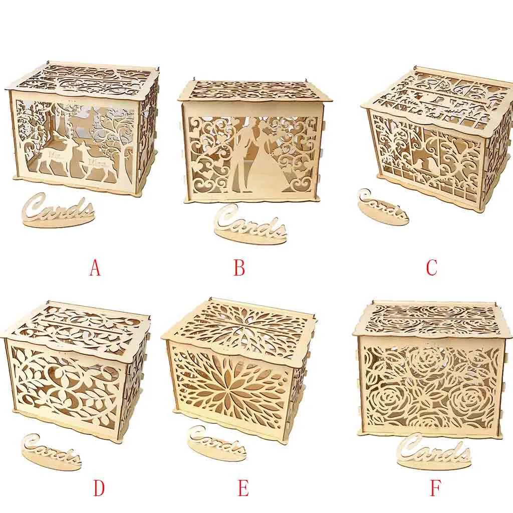 Прямая поставка коробка для свадебных карт с замком деревянные подарочные