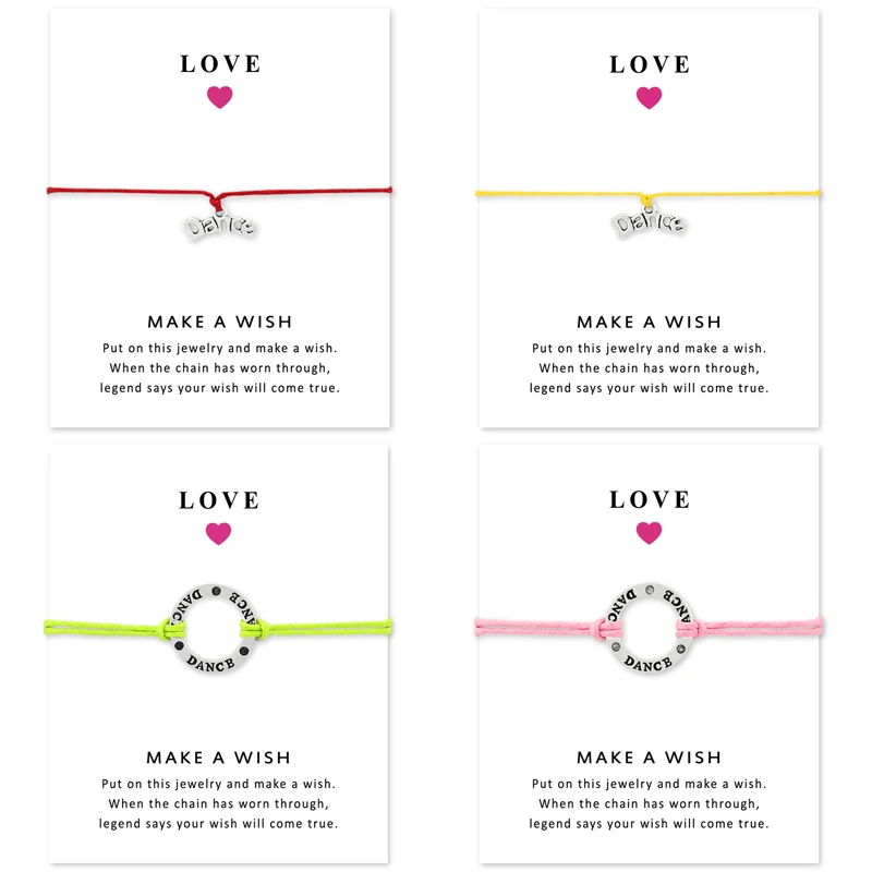 Silver Dance Bracelets Adjustable Wish Card For Women Men Friendship Gift With | Украшения и аксессуары