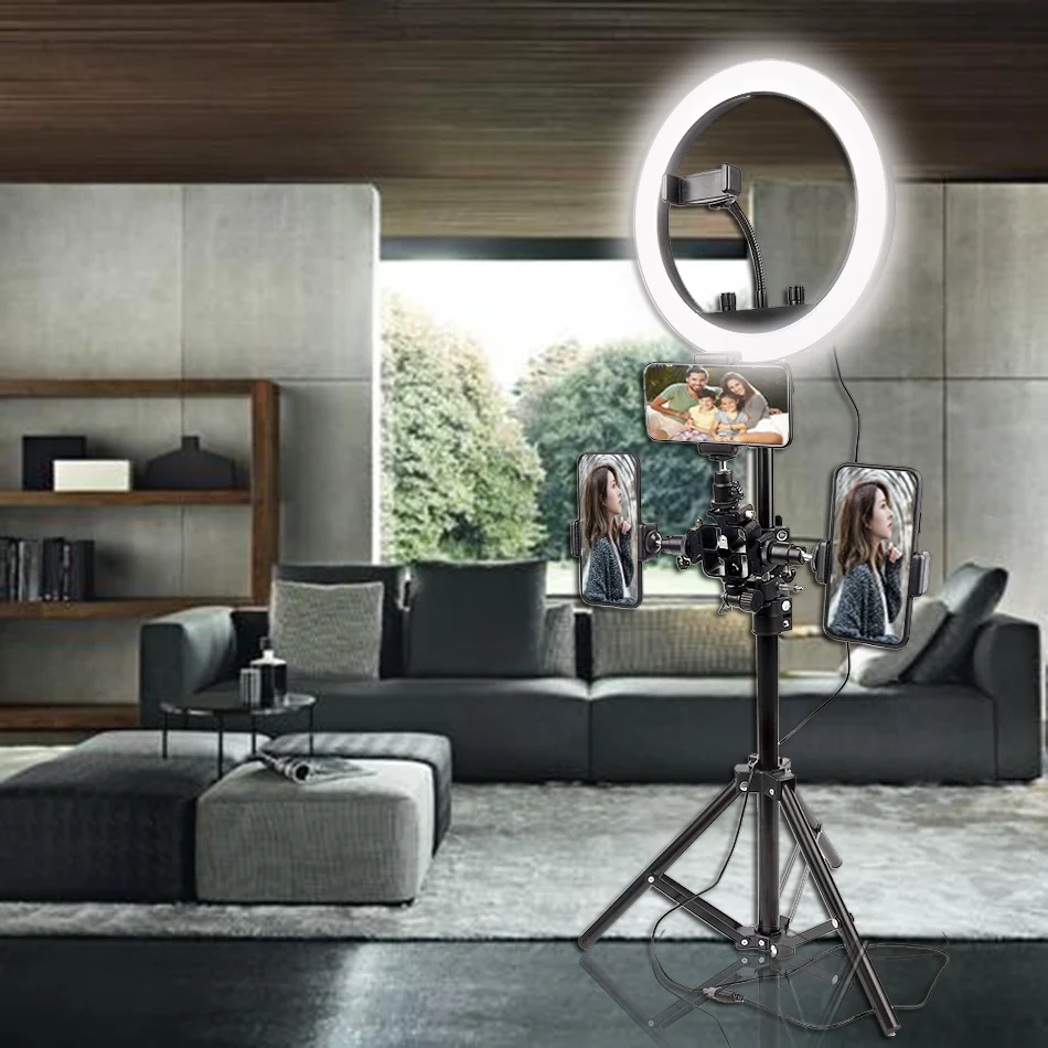 

Photo Studio lighting 120PCS LED Ring Light 10inch Phone Video Lighting Photography Dimmable Ring Lamp With 110cm/160cm Tripod