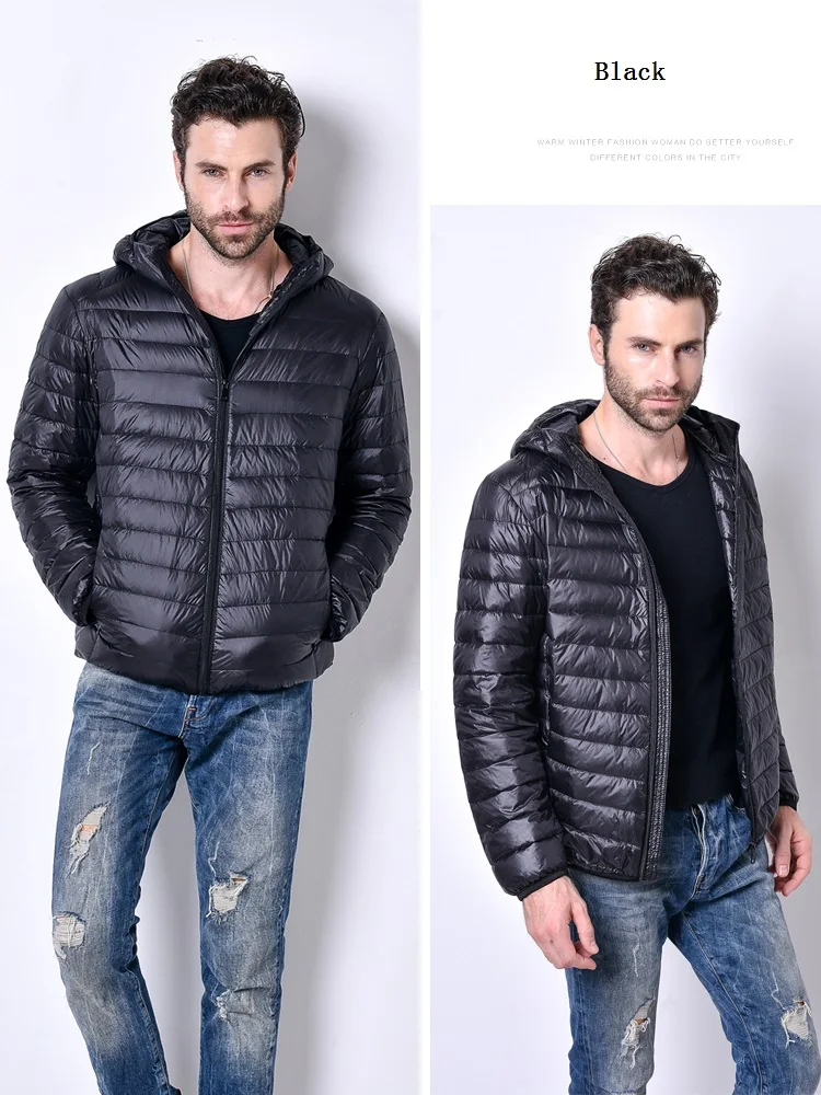 Winter Men Hooded Ultralight Jacket White Duck Down Jacket Men Down Jackets Outdoors Winter Male Casual Down Jacket Coat