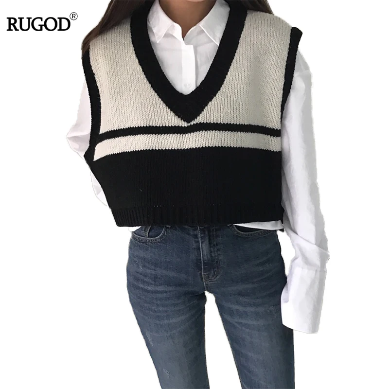 Женский жилет RUGOD в Корейском стиле повседневная трикотажная безрукавка без