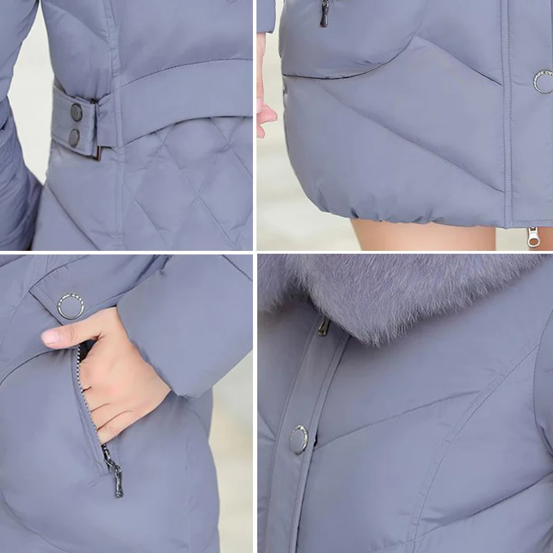Высокое качество женская зимняя куртка размера плюс 3Xl 4XL Верхняя одежда с капюшоном с меховым воротником Женское пальто длинная теплая парка Abrigo Mujer