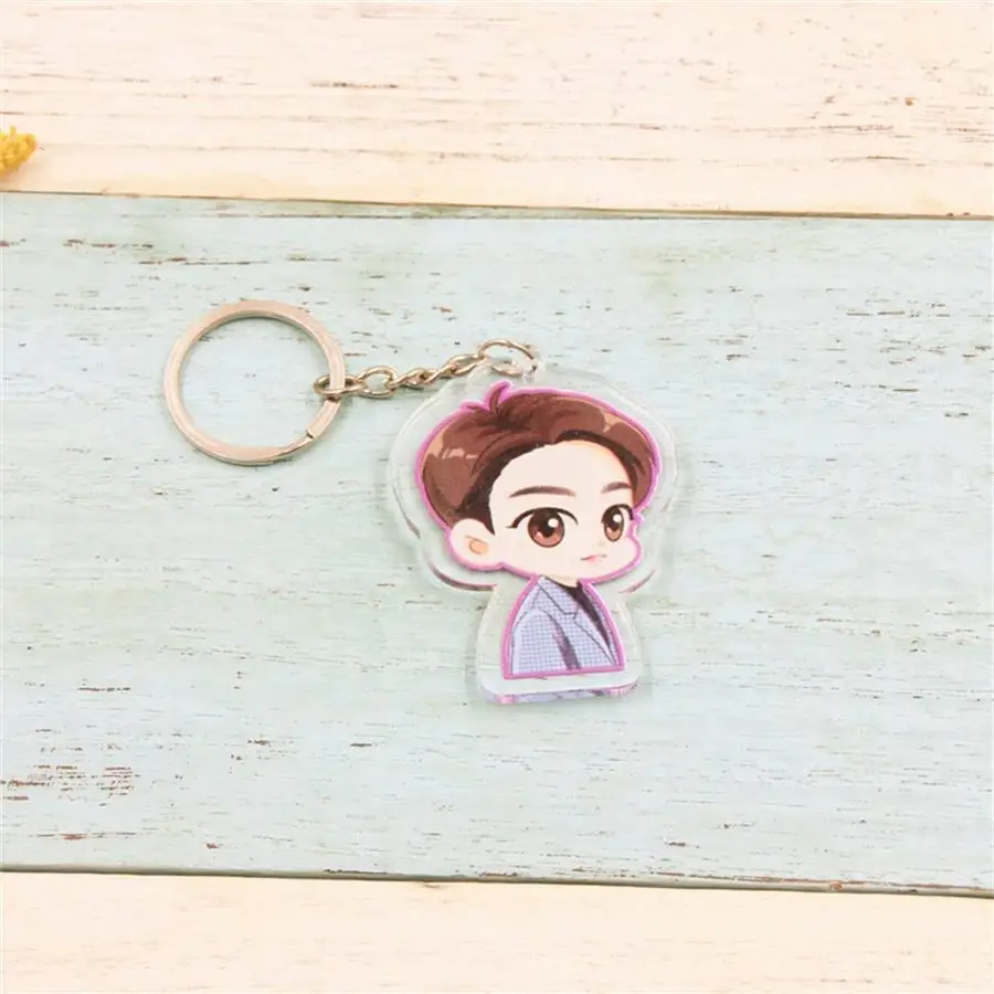 Jr Kpop GOT7 сделать мультфильм двухсторонний фото брелок Yugyeom JB Mark милый брелок для ключей держатель сумка кулон - Цвет: Jr
