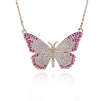 new arrival butterfly pendants necklace cubic zirconia multicolor chain necklaces gift for women ymd1255