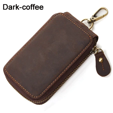 Dark Coffee Винтажный Мужской держатель для ключей из натуральной кожи, кожаный кошелек для ключей, Мужская ключница, Женский чехол для ключей, умный органайзер - Цвет: Dark Coffee